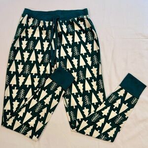 Hanna Andersson Long John Pajamas Pants Mens XL Christmas Tree Evergreens Winter
